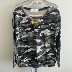Vintage Havana Camouflage Print Sweatshirt with rhinestones medium